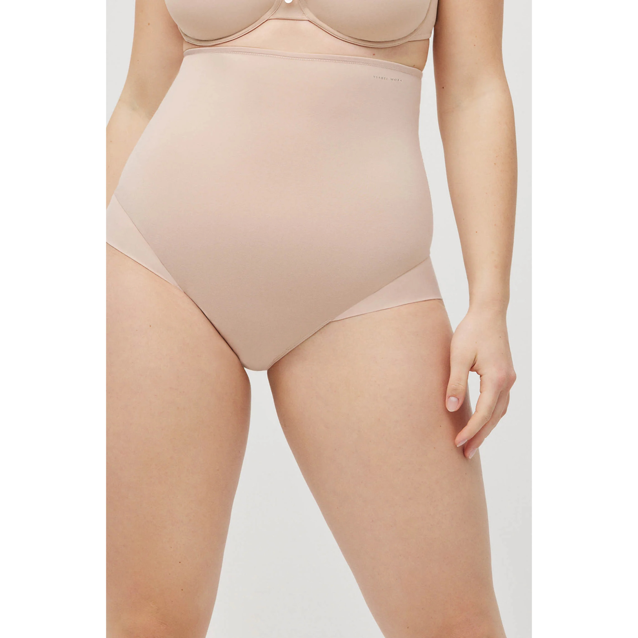 Slip in cotone a vita alta e media compressione beige