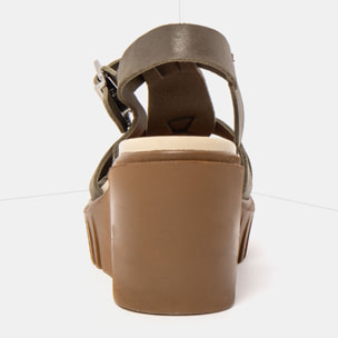 Sandalia de cuña 2084 ROMA KAKI/ CATANIA color Kaki