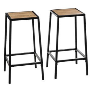 Lot de 2 tabourets bar effet chêne naturel "Aliaj"