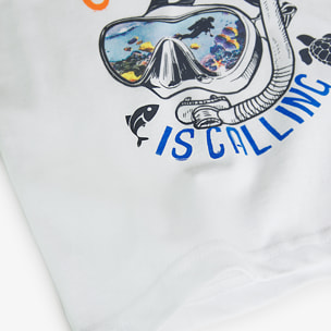 Camiseta niño, algodón estampada, tirantes, blanco, 838076