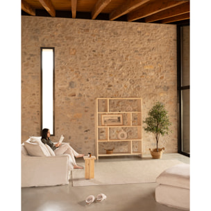 Estantería de madera maciza tono natural de 180x140cm Alto: 180 Largo: 140 Ancho: 35