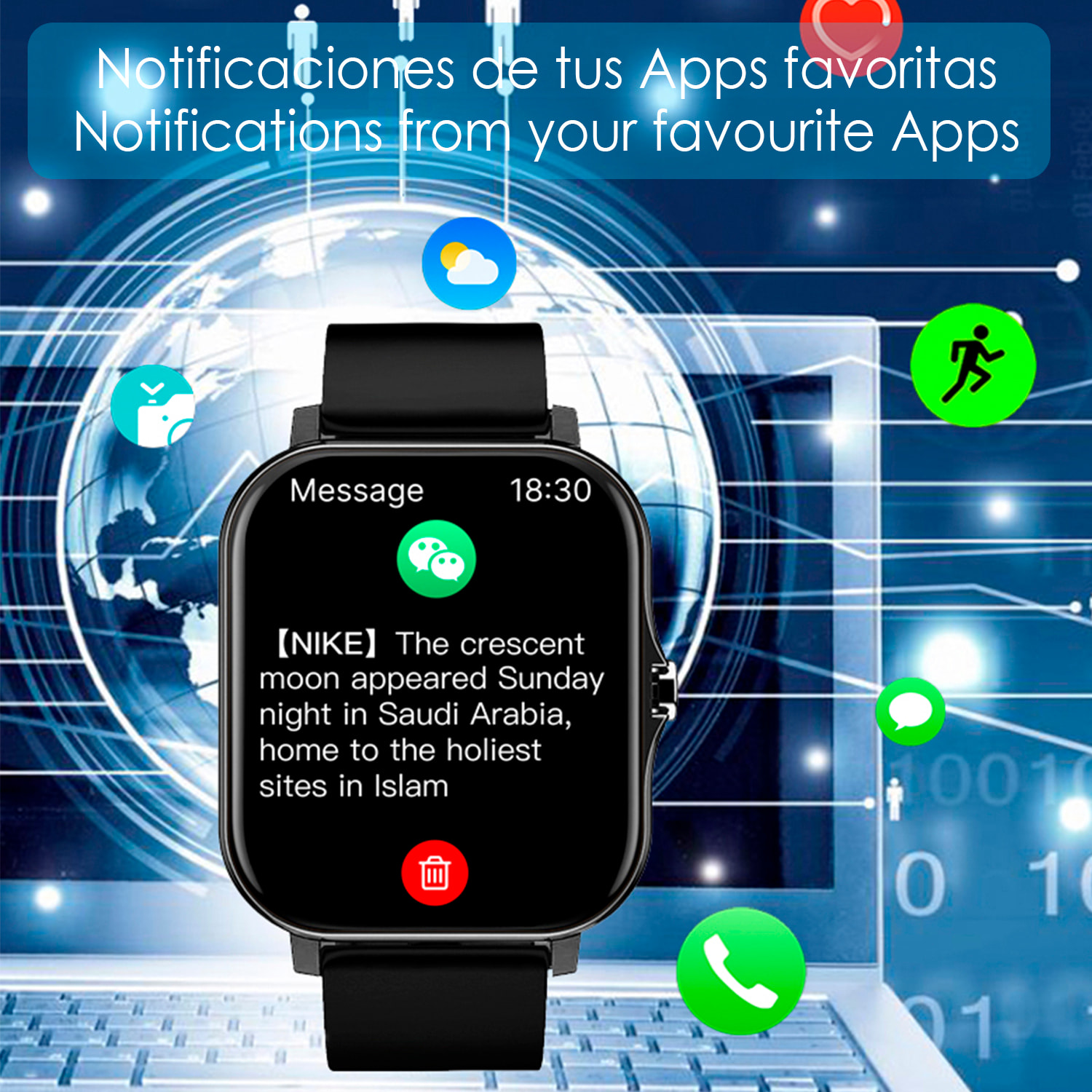 Smartwatch T13. Pantalla TFT de 1,83 pulgadas, llamada bluetooth, asistente de voz y modos de deporte.