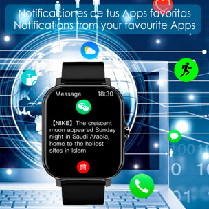 Smartwatch T13. Pantalla TFT de 1,83 pulgadas, llamada bluetooth, asistente de voz y modos de deporte.