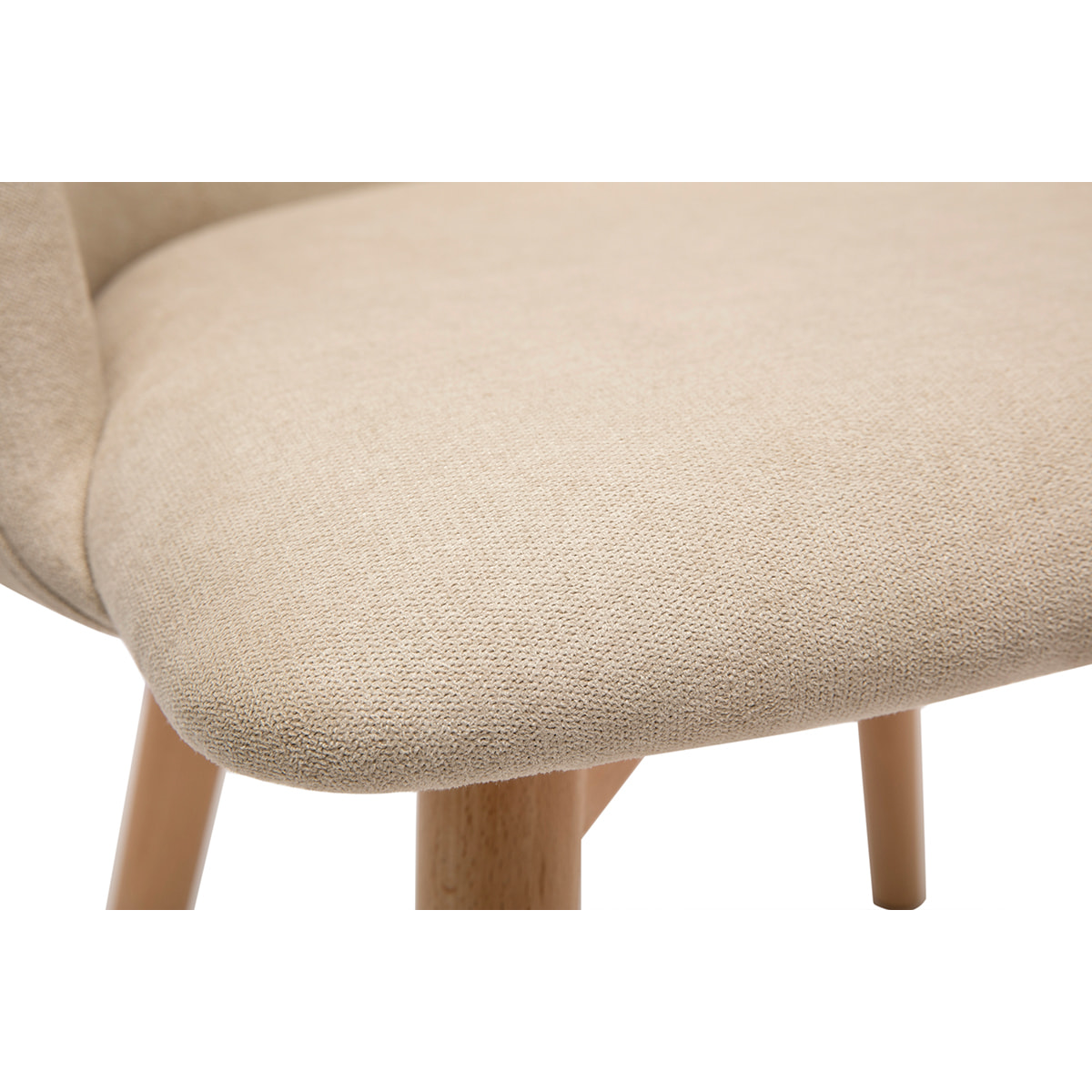 Chaises scandinaves en tissu effet velours beige et bois clair massif (lot de 2) VANITY