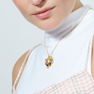 Collar de Cristal Rosa acabado en oro amarillo de 18k