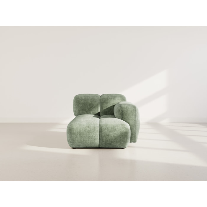Grace - module d'assise droit en velours texturé - Vert sauge