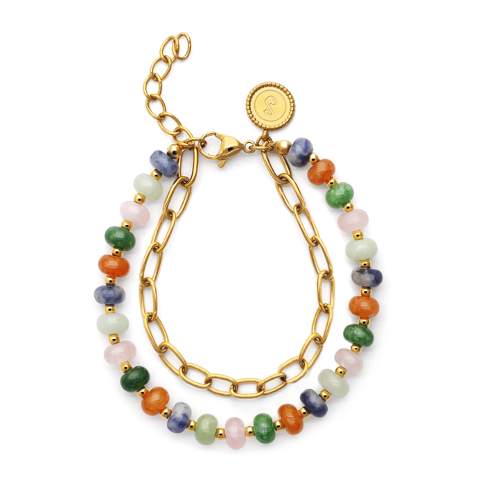 Pulsera Alpine Stones Acero Baño Oro