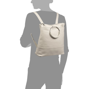 Arzago bolso mochila de piel auténtica Dollaro, con asa de diseño exclusivo anillo metal.