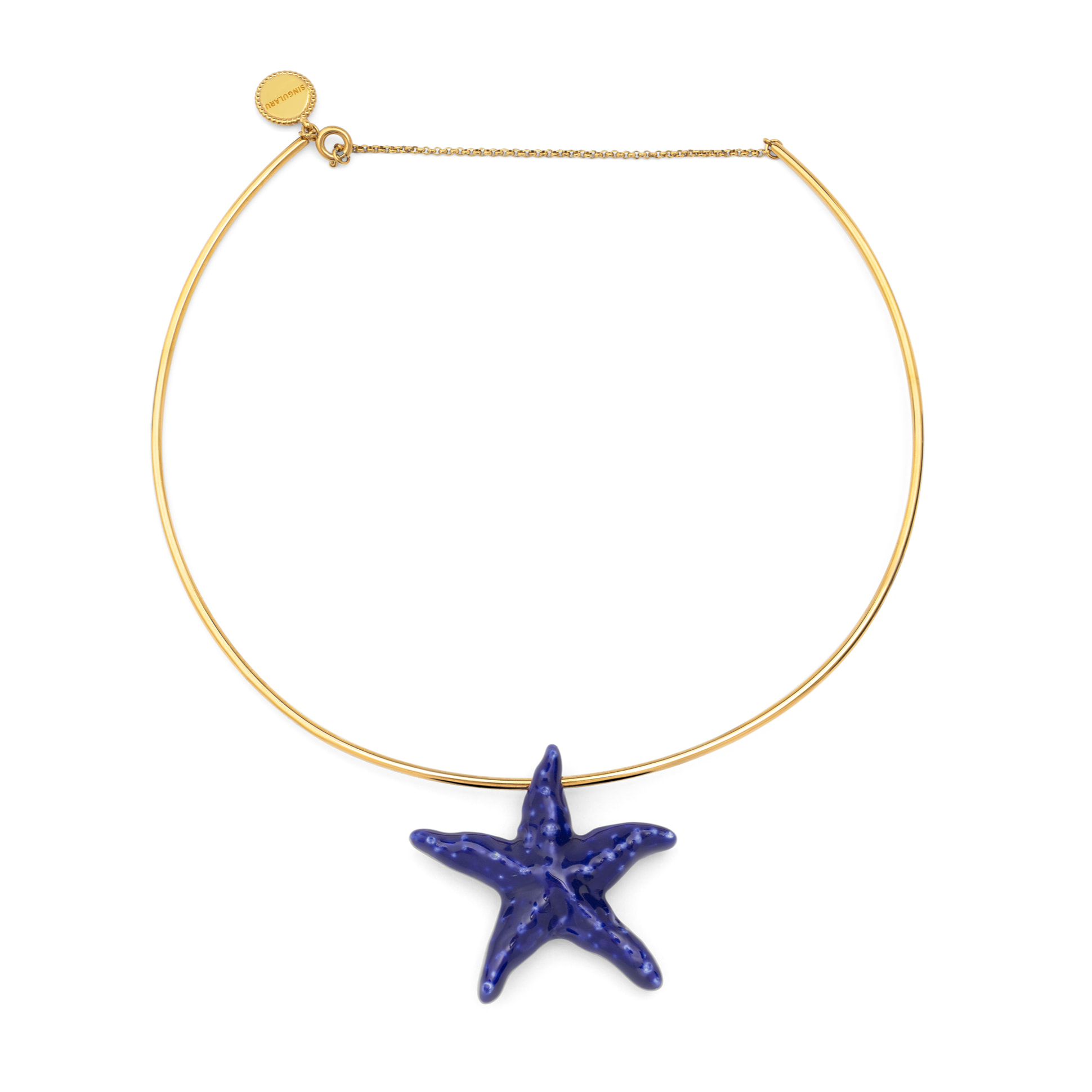 Choker Starfish Blue Acero Baño Oro