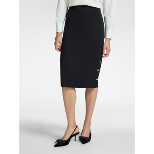 Elena Mirò - Falda lápiz de crepé elástico - Negro