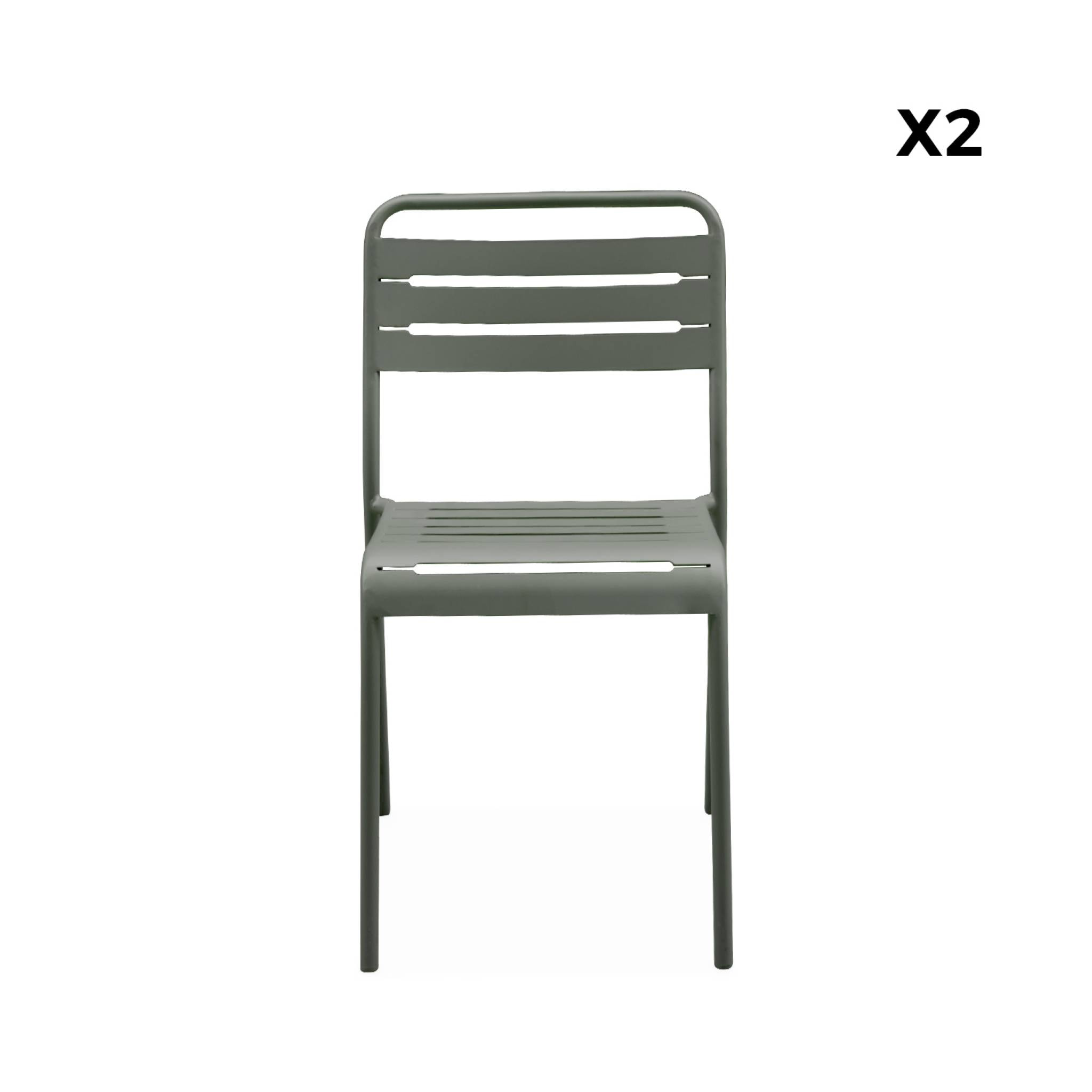 Lot de 2 chaises de jardin acier. 2 places. savane. Amelia. L44 x P52 x H79cm