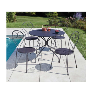 CASABLANCA - Ensemble table et chaises de jardin  - Anthracite