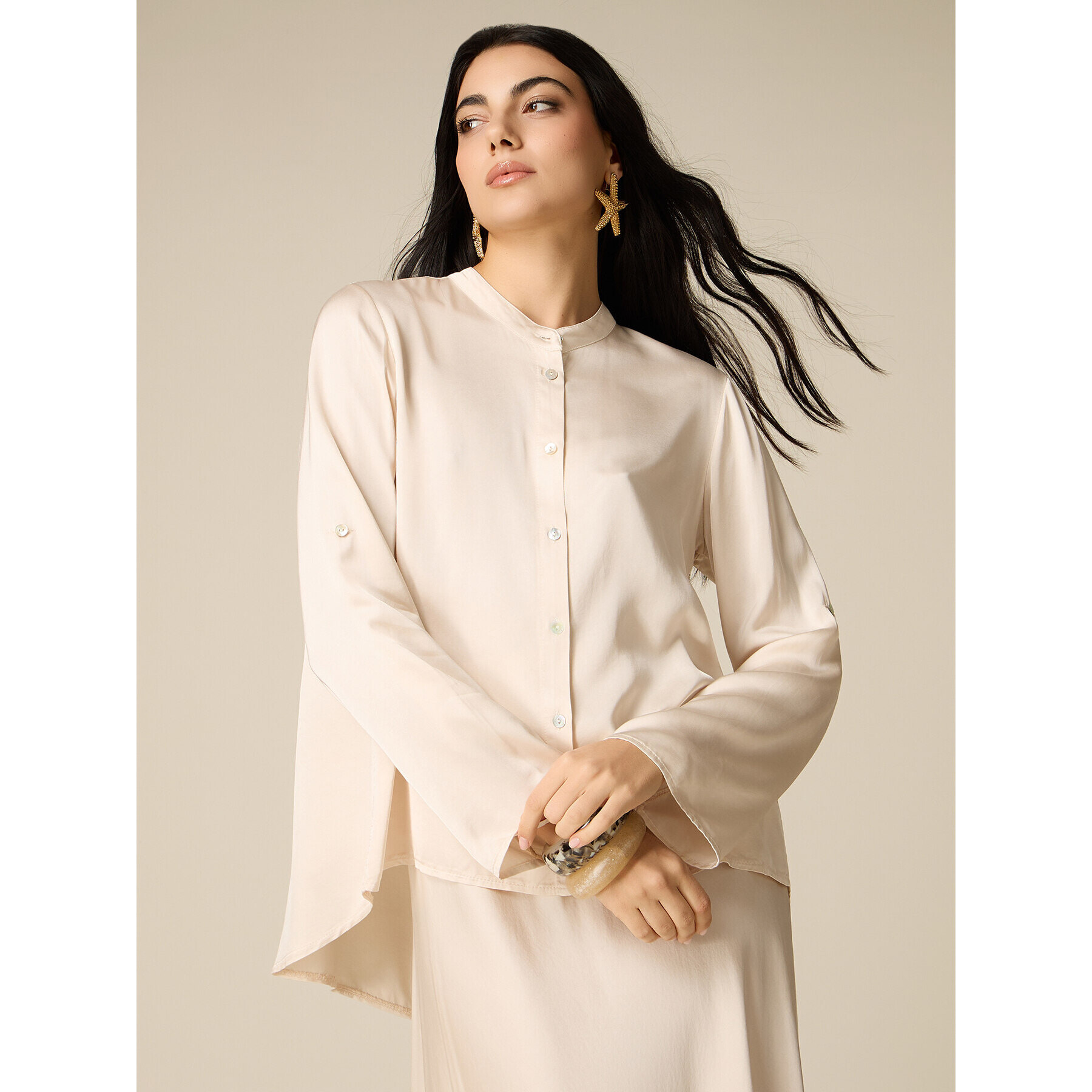 Oltre - Blusa in raso di viscosa - Bianco