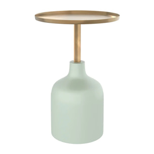 Table d'appoint ronde en métal  vert d'eau et laiton D40 cm - Lyne