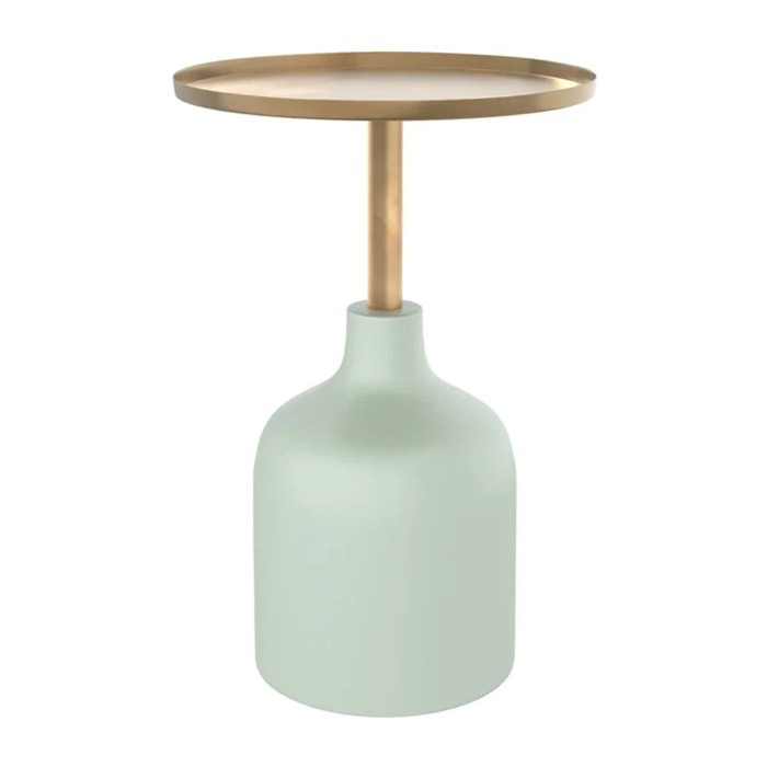 Table d'appoint ronde en métal  vert d'eau et laiton D40 cm - Lyne