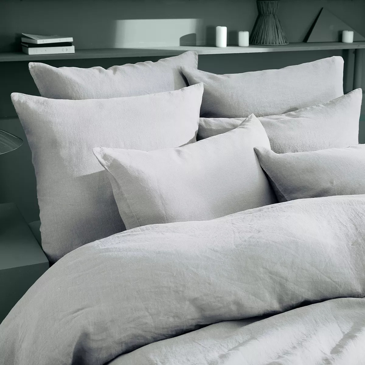 Housse de couette pur lin lavé 165 g/m² uni gris Le lin lave gris perle