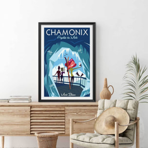 Affiche l'Aiguille du Midi Affiche + cadre en bois - Noir