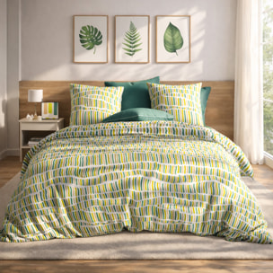 Parure housse de couette imprimé 100% coton - flava green