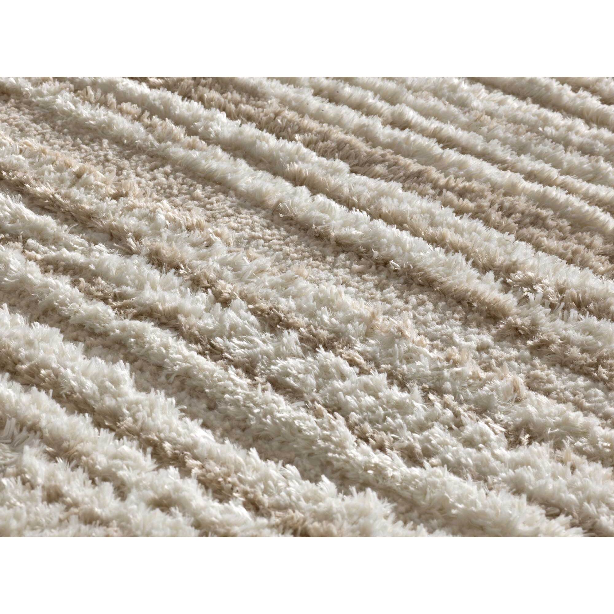 LIMA Alfombra shaggy estilo escandinavo con relieve beige, varias medidas disponibles