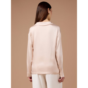 Oltre - Blusa in raso con scollatura a V - Rosa