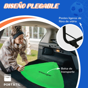 Juego de 2 Porterías de Fútbol para Niños Porterías de Fútbol Plegables con Luz LED Barras de Fibra de Vidrio y Bolsa de Transporte Deportes para Interior y Exterior 120x90x90 cm Verde