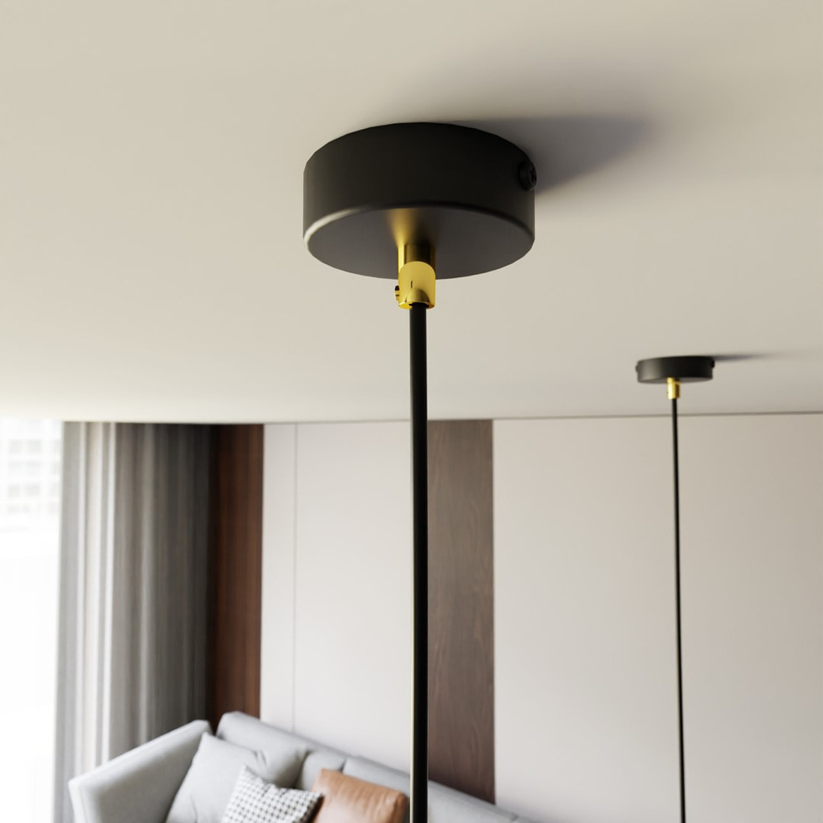 Lampada a sospensione ELIT in acciaio nero opaco e oro