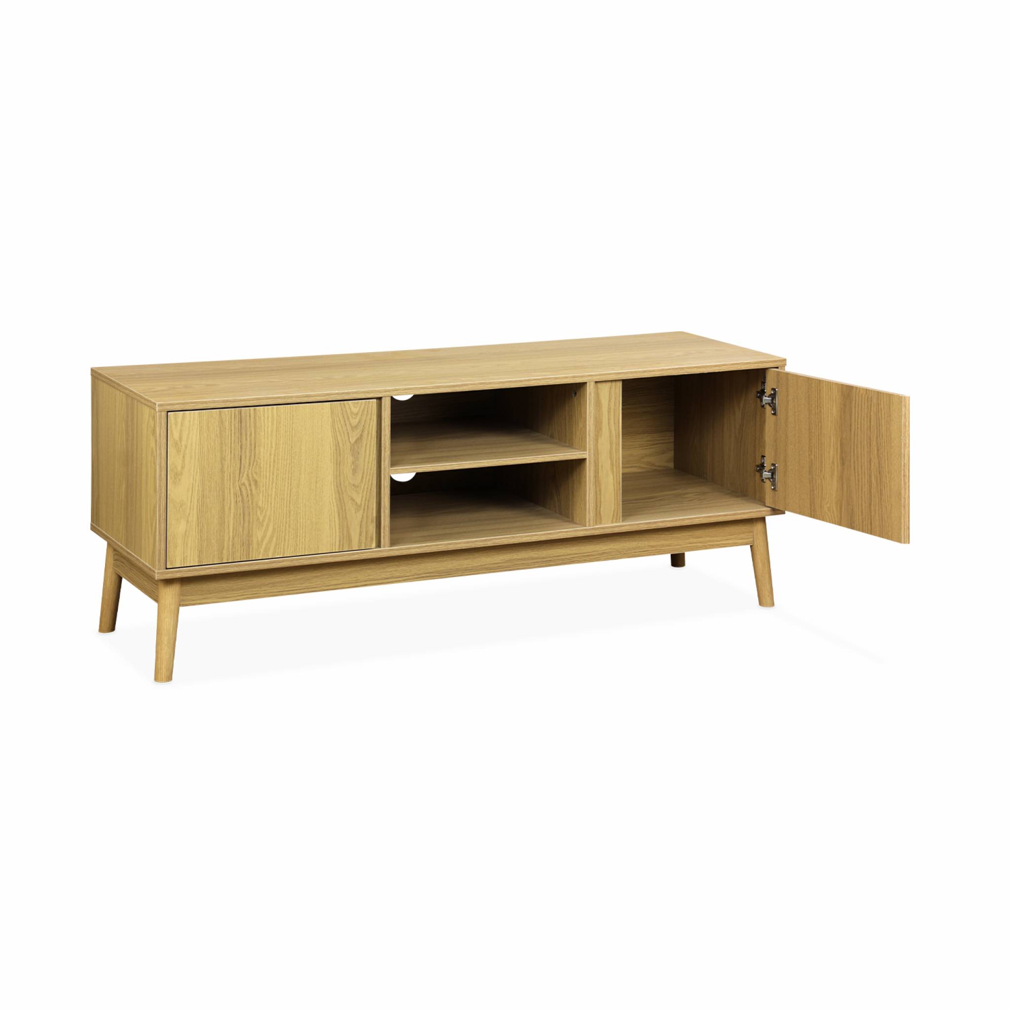 Meuble TV décor bois 2 portes L 120 x l 39 H 48cm - Dune