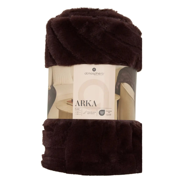 Plaid Arka 120x160cm effet fausse fourrure marron