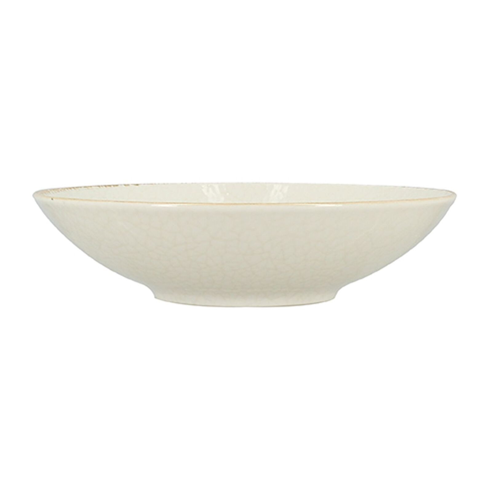 Lot de 6 assiettes creuses en porcelaine blanche et liseré beige 21cm NUANCE