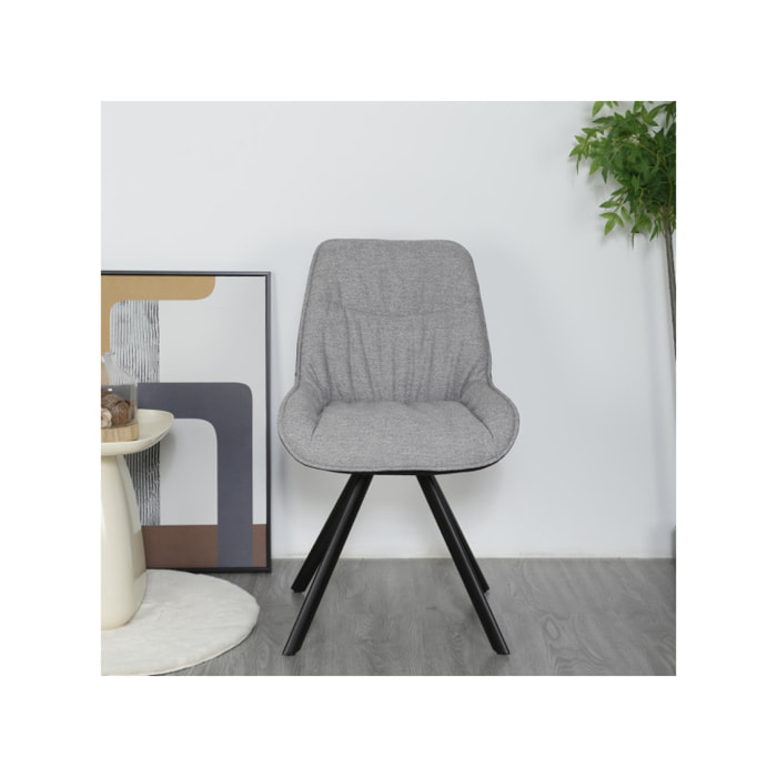 Chaise rotative 180° en tissu microfibre et pieds en métal - 3 coloris - GABIN