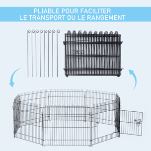 PawHut Parc enclos pour chiens chiots animaux domestiques diamètre 158 cm 8 panneaux 71L x 61H cm noir