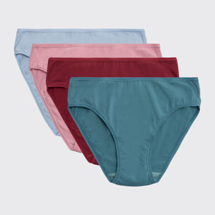 Confezione da 4 mutandine midi basico in cotone