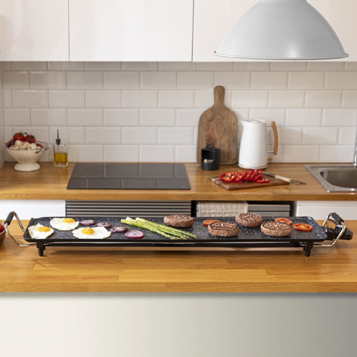 Plancha de Asar Eléctrica Tasty&Grill 3000 RockWater XXL. 2400 W, Gran superfici