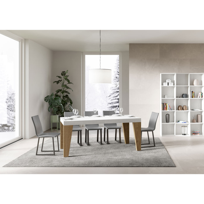 Mesa extensible 90x180/284 cm Naxy Mix tapa Fresno Blanco patas Roble Natural