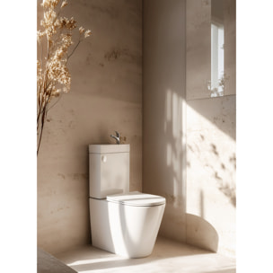 Brevis kit WC à poser sans bride en céramique + robinet eau froide S-Line Pro + tuyau de raccordement Siko (SATBRE34)