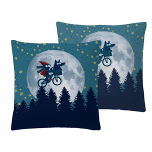 2 Fundas de almohada 65x65 cm Kukuxumusu Mikasa - 100% algodón -