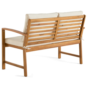 Kaili – salon de jardin en bois massif d'acacia - 4 places – coussins beige - Bois / Beige