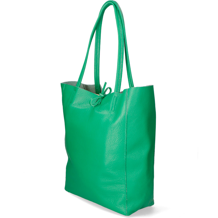 Chicca Borse - Borsa a Spalla Shopper Donna in Vera Pelle - Colore Verde
