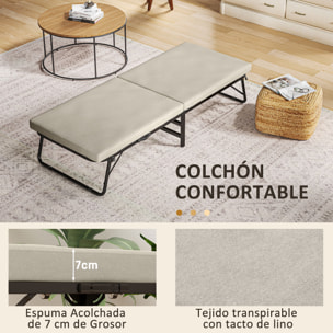 Cama Plegable 70x180 cm con Colchón de Espuma Mueble Cama Plegable con Respaldo Ajustable en 5 Posiciones y Ruedas Cama de Invitados Carga 120 kg