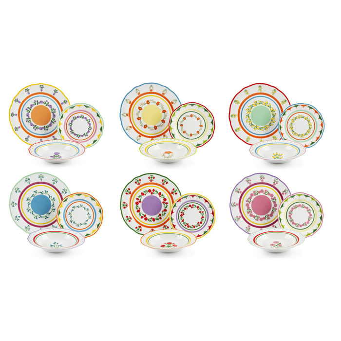 Servizio piatti 18 pezzi Excelsa Arles, porcellana multicolore