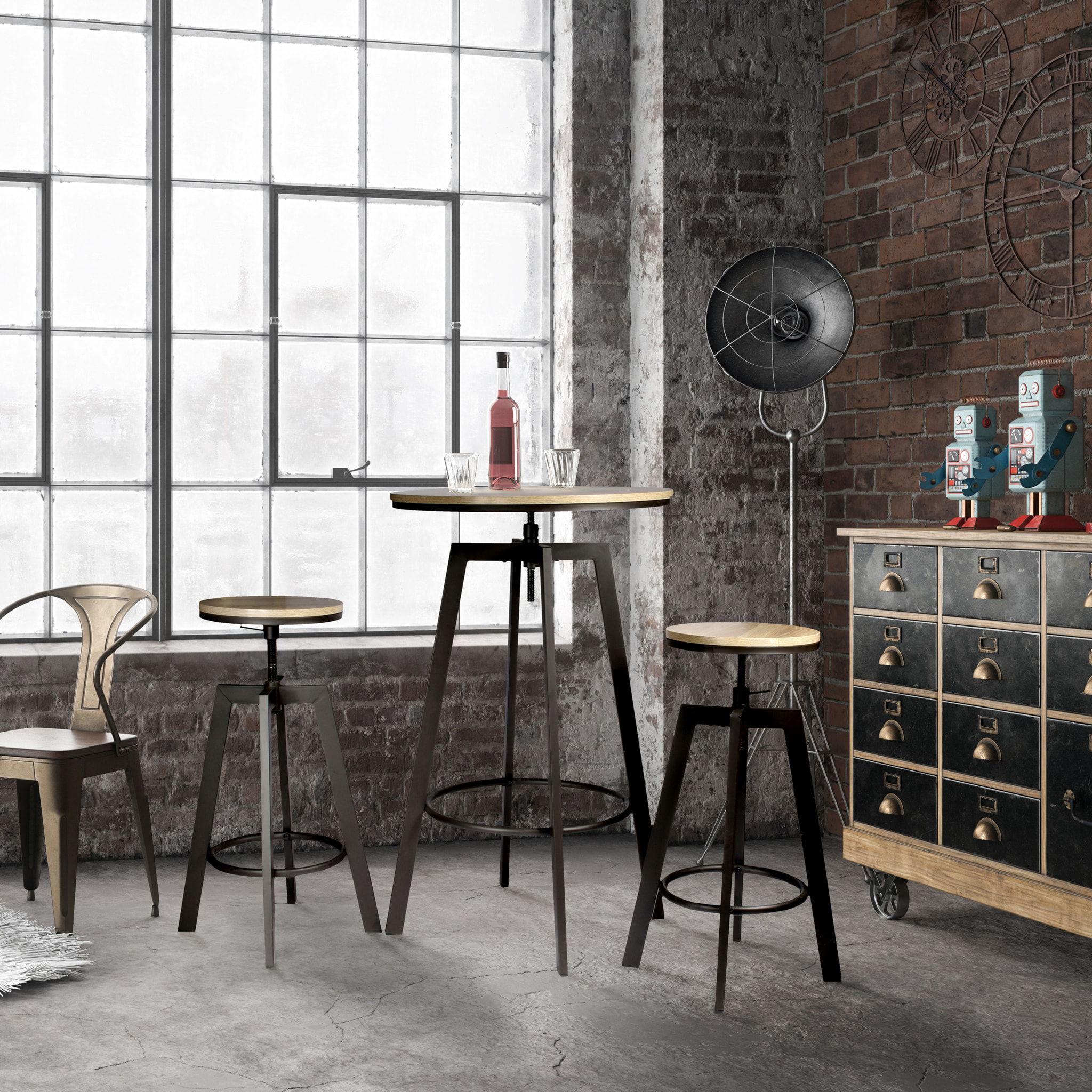 Table Mange Debout 2 Tabourets Reglables Aria