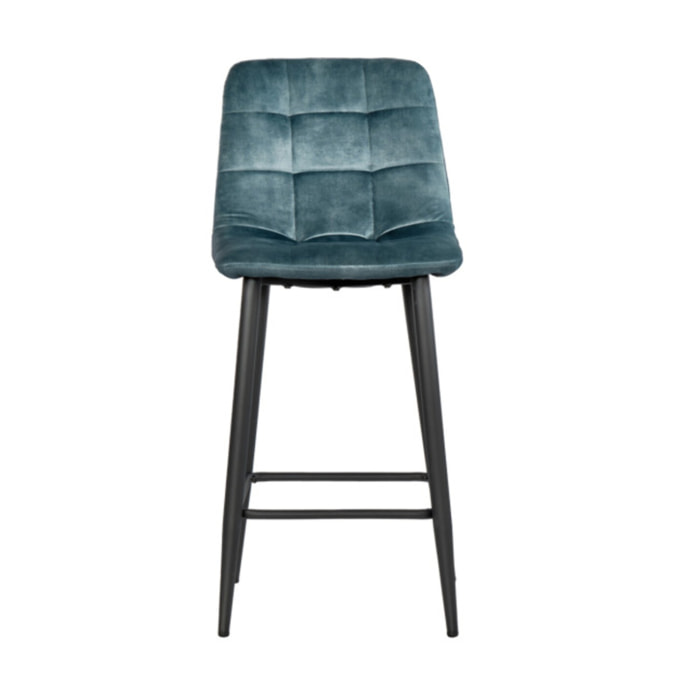 Chaise de bar capitonnée en velours - HERBY