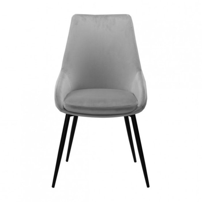 Chaise en velours avec piètement métal noir - MONDO