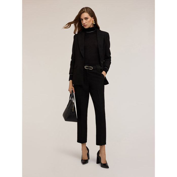 Motivi - Pantaloni regular con piega stirata - Nero