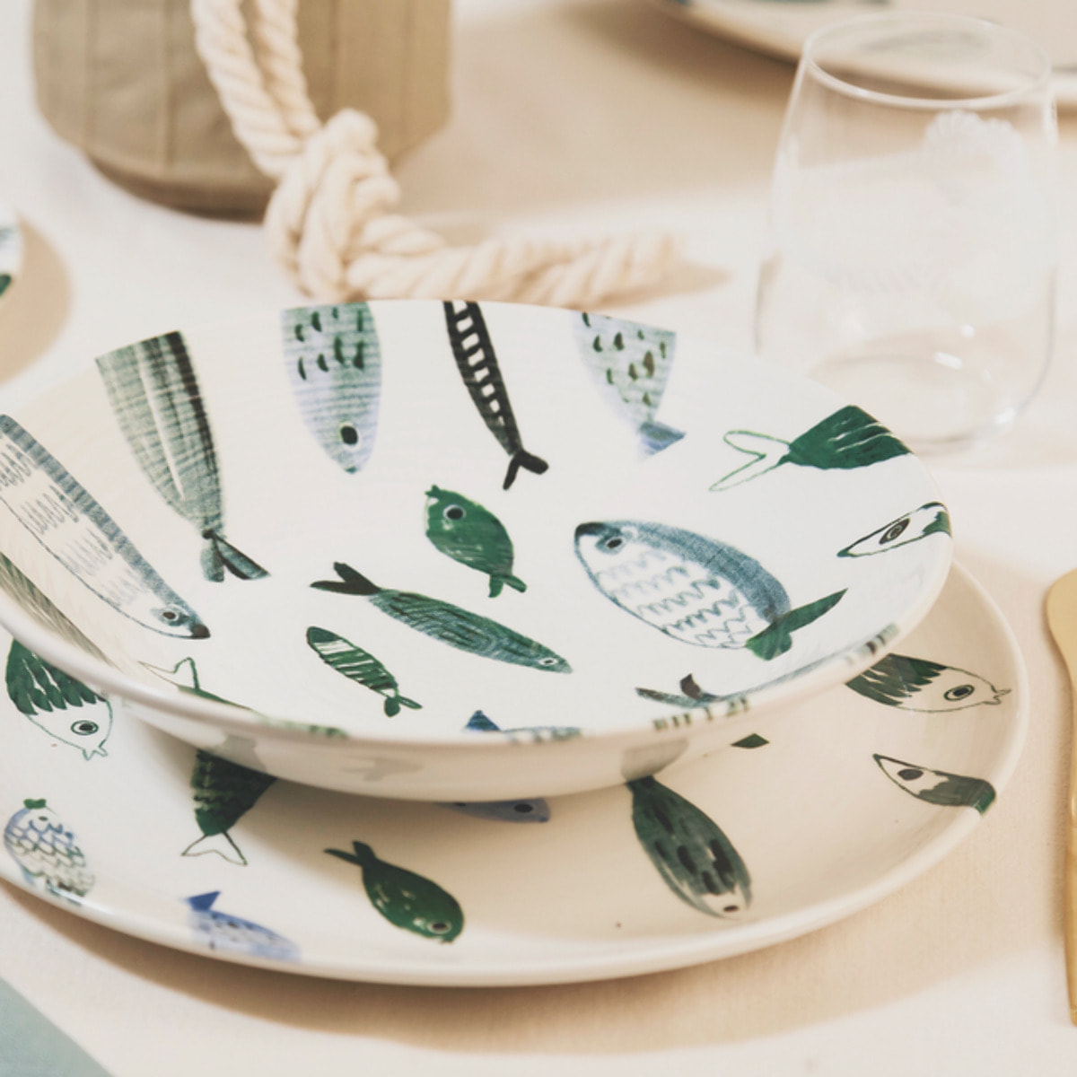 Set 6 piatti piani Camogli in ceramica sottosmalto