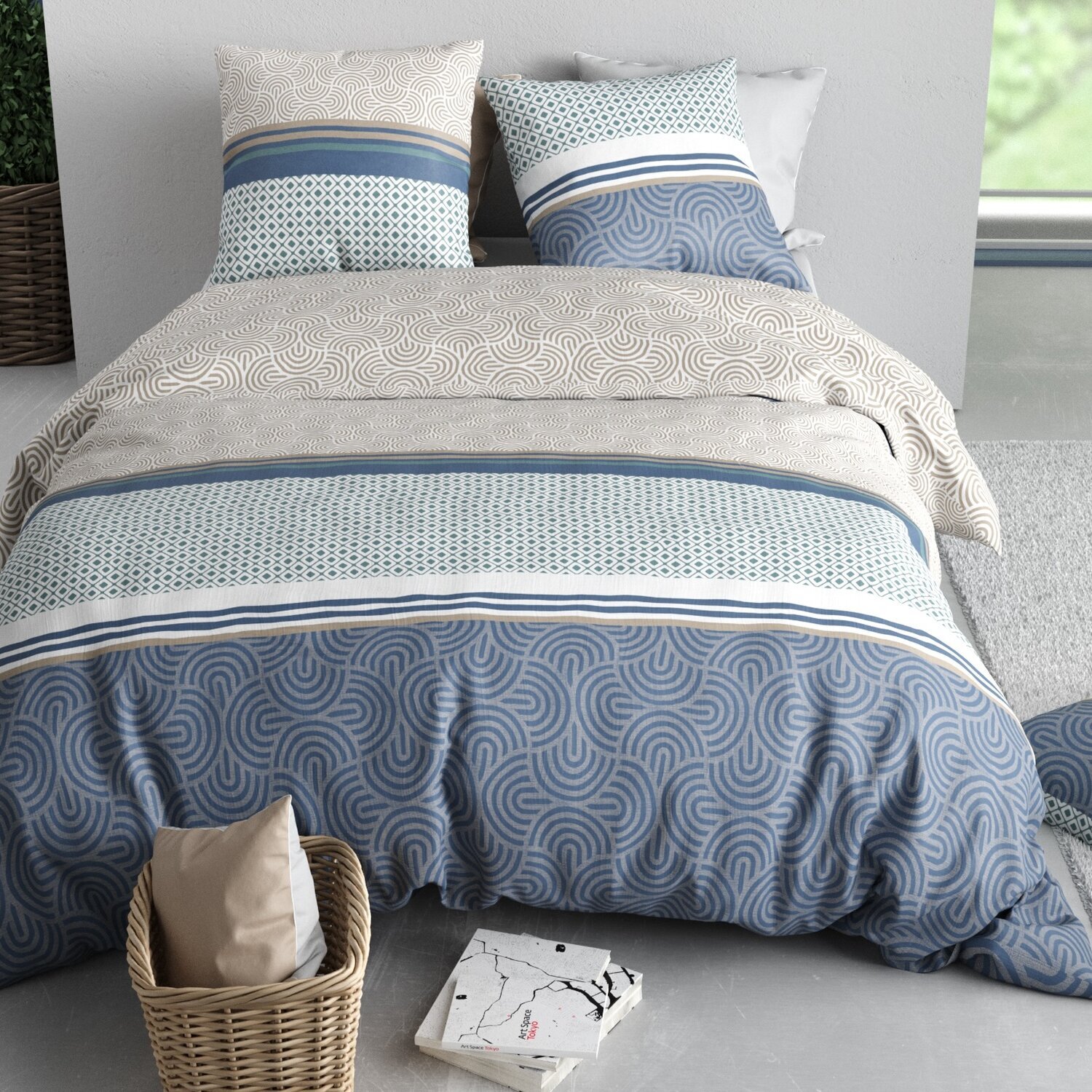 Parure housse de couette imprimé 100% coton - canopée