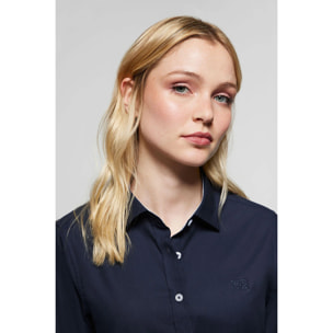 Camicia oxford blu marino con logo ricamato