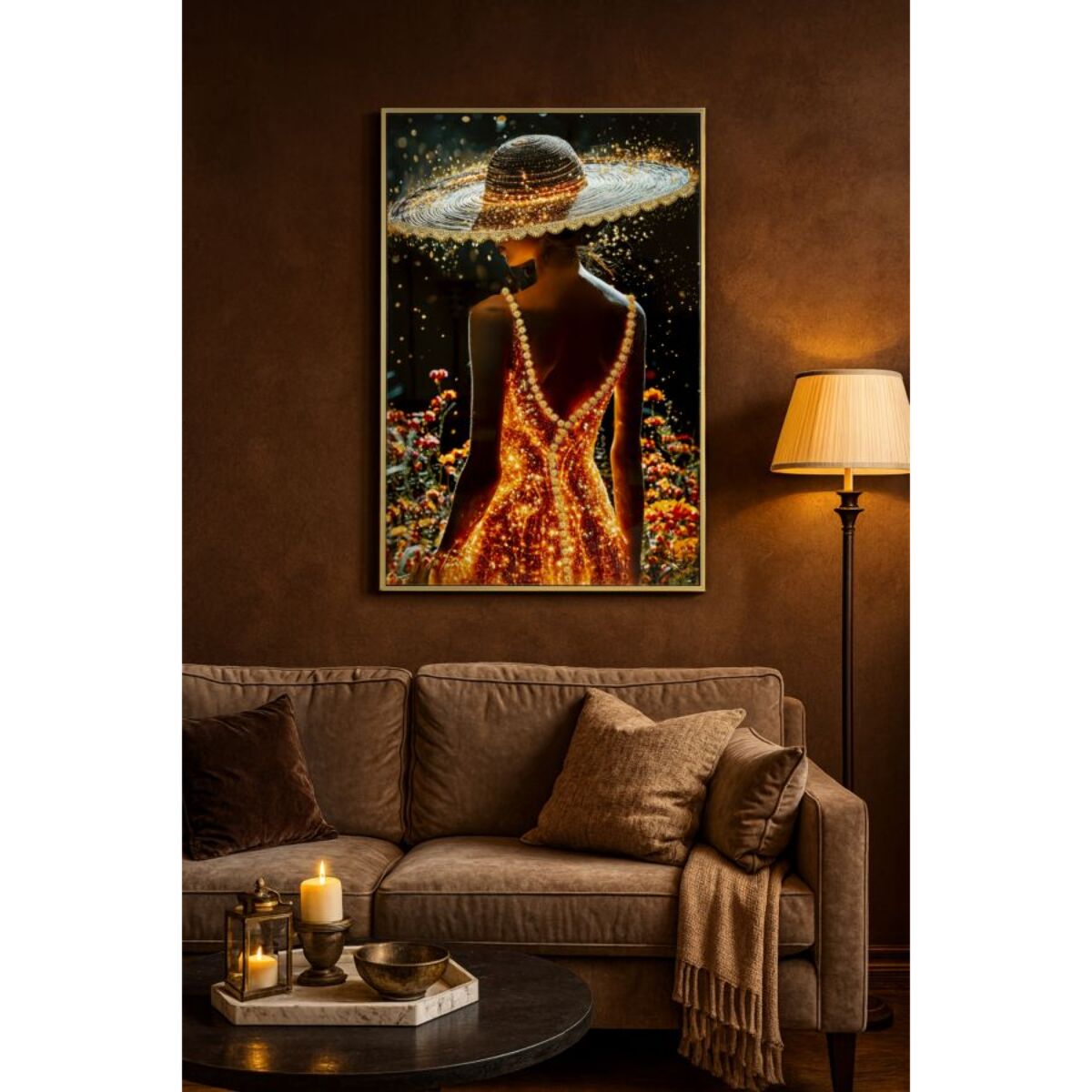 STAMPA DECORATA SU TELA LACCATA C/CORNICE ILLUMY -B- CM 62X3,5
X92