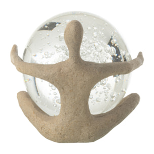 J-Line décoration Figurine Boule - polyrésine/cristal - beige