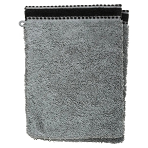 Lot de 2 gants de toilette "Joia" - coton 550 gr/m² - gris foncé 15x21 cm
